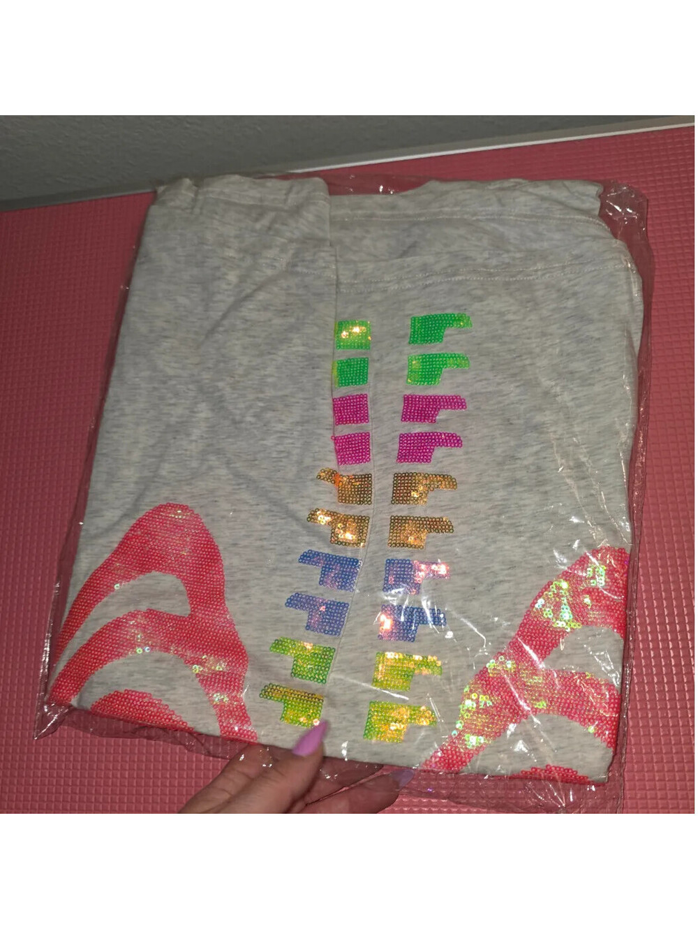 QUEEN OF SPARKLES GREY MULTI NEON SEQUIN SKELETON RIBCAGE SHIRT HALLOWEEN NEW - Picture 5 of 5